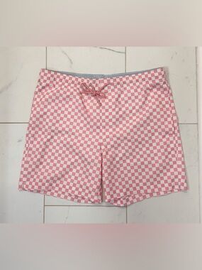 Southern Tide Pink Check Swim Trunks Men’s Size M Lined Preppy Shorts